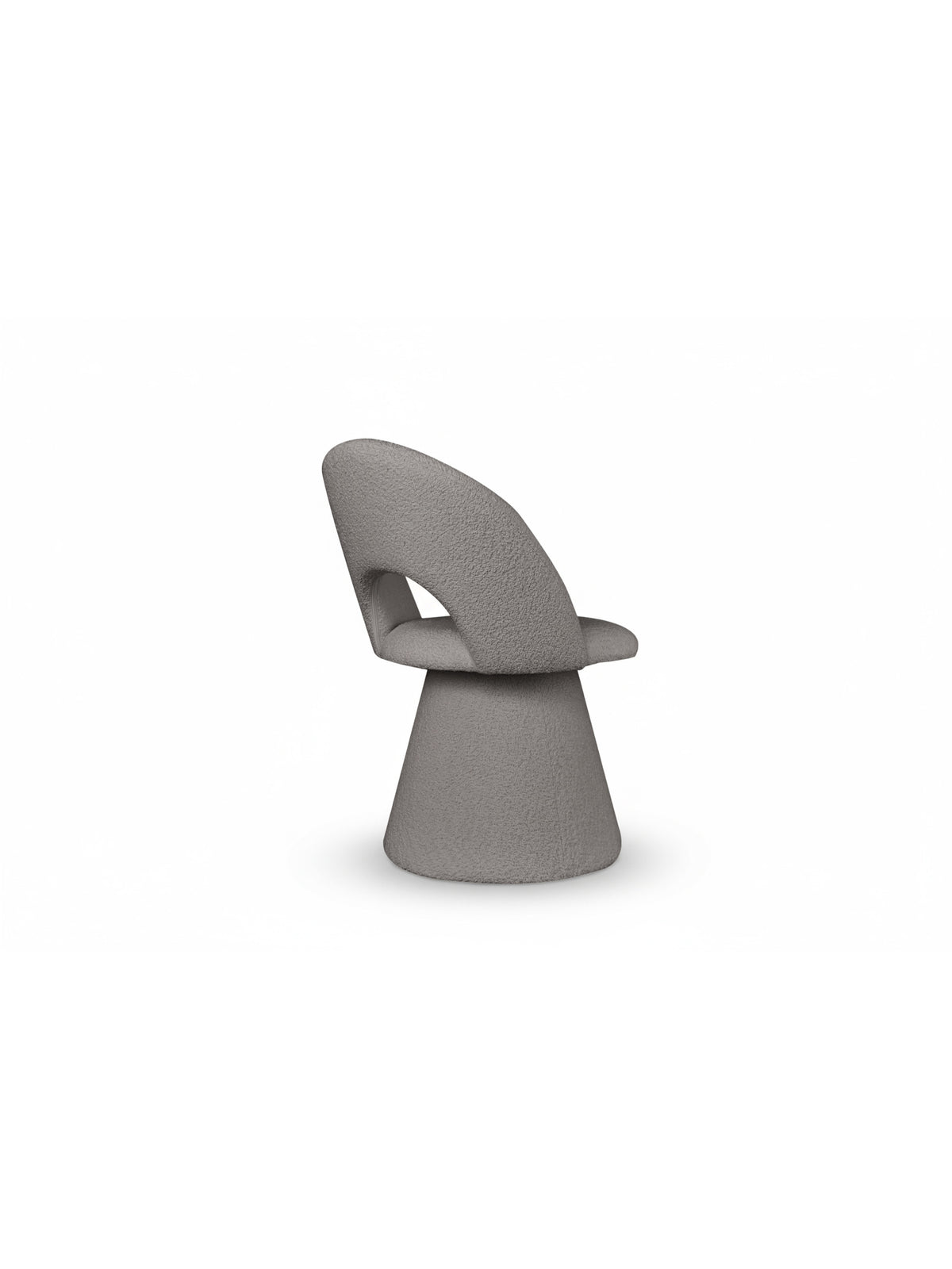 Čalouněná otočná židle Aveliro Spin světle šedá bouclé, pohled zezadu