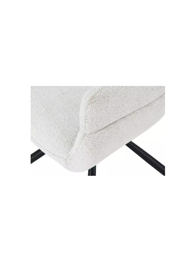 Otočné čalouněné křeslo Movelix béžový boucle Raven 22, černé kovové nohy, detail sedáku