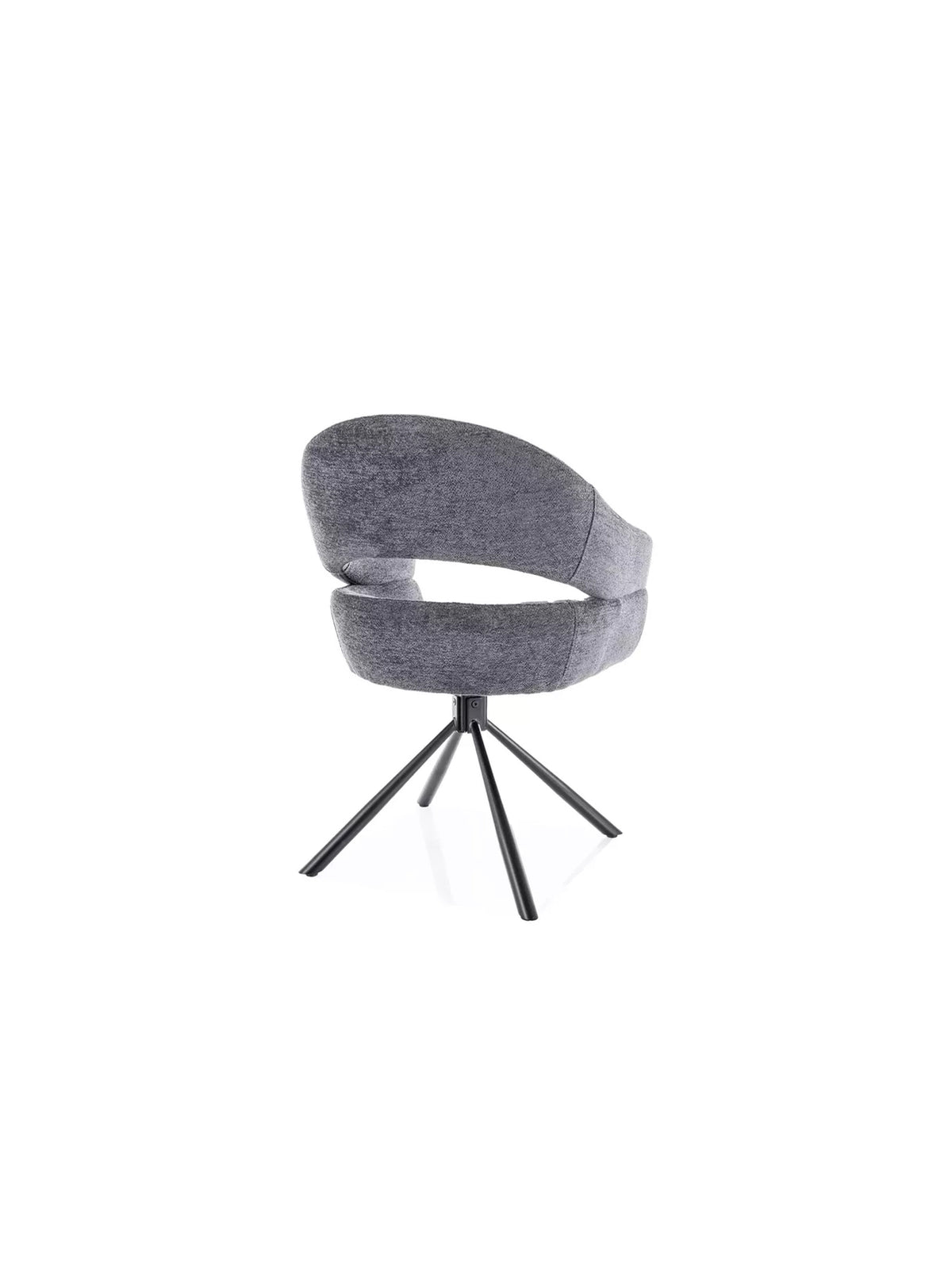 Krzesło tapicerowane Movelix obrotowe ciemno szara boucle Raven 18 z czarną metalową podstawą