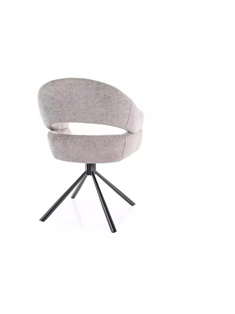 Otočné čalouněné křeslo Movelix šedá boucle Raven 07 s černými kovovými nohami