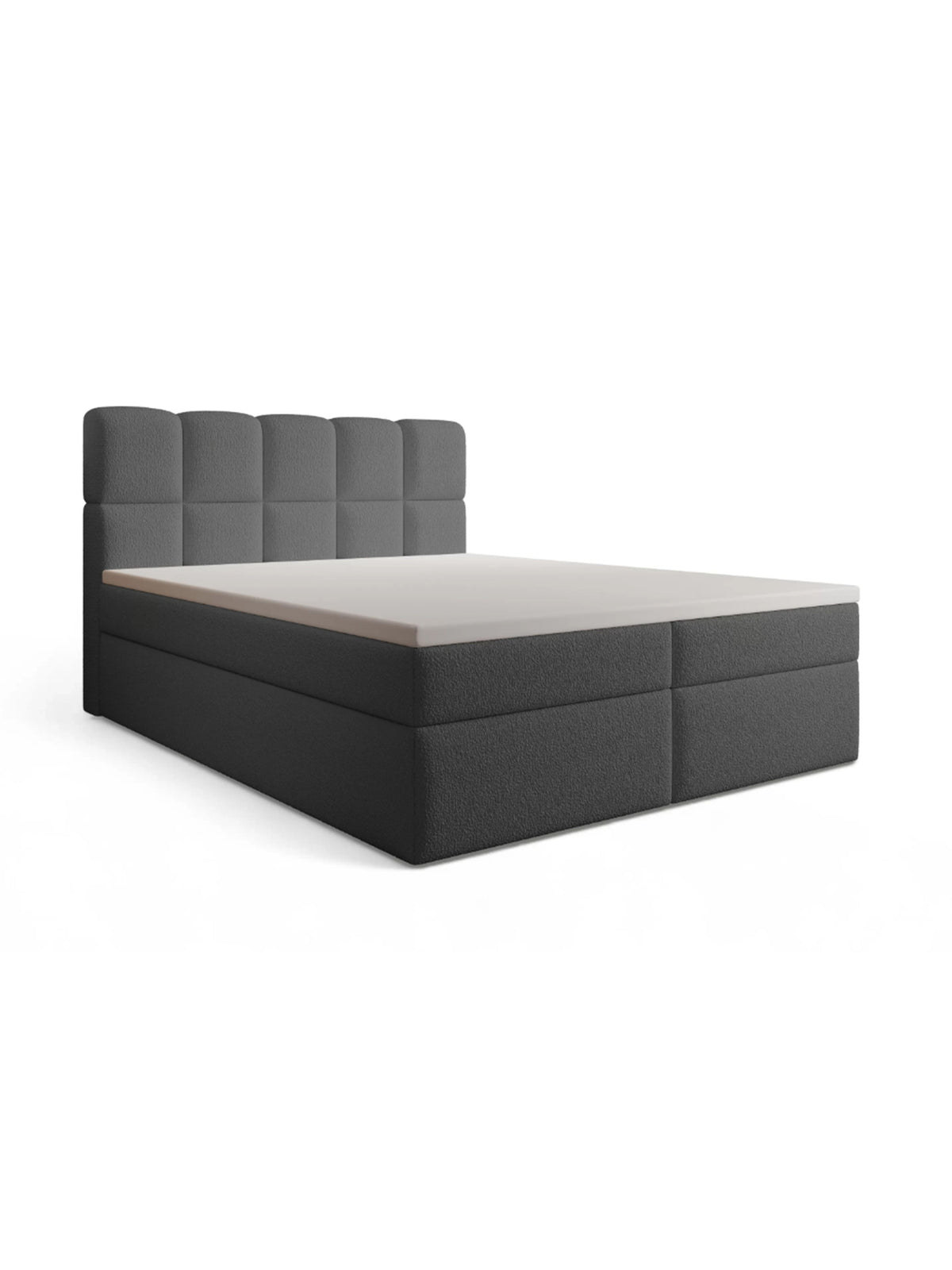 Kontinentální postel Carello 180x200 tmavě šedá boucle tkanina s prošívanou opěrkou hlavy