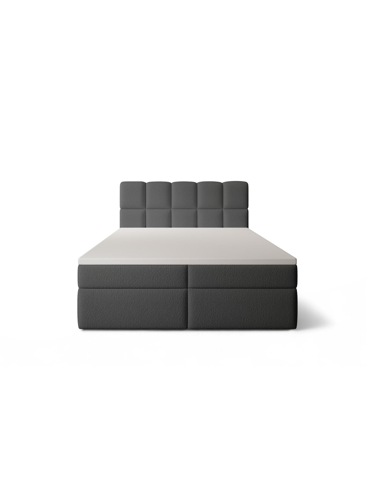 Kontinentální postel Carello 180x200 tmavě šedá boucle s čalouněným čelem