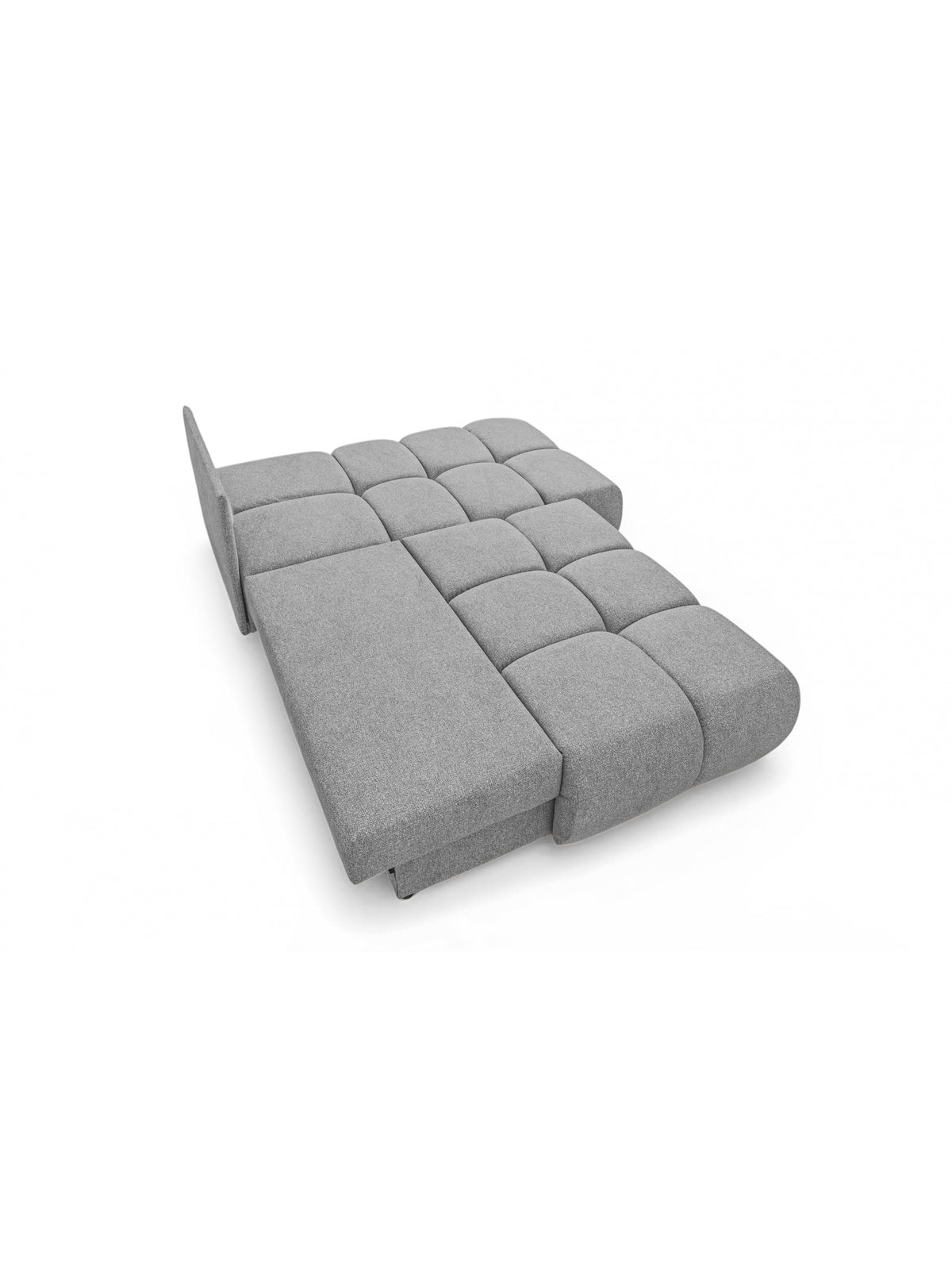 Rohová sedačka Lerio pravá strana s funkcí spaní v světle šedé hydrofobní tkanině Blur 18, rozložená