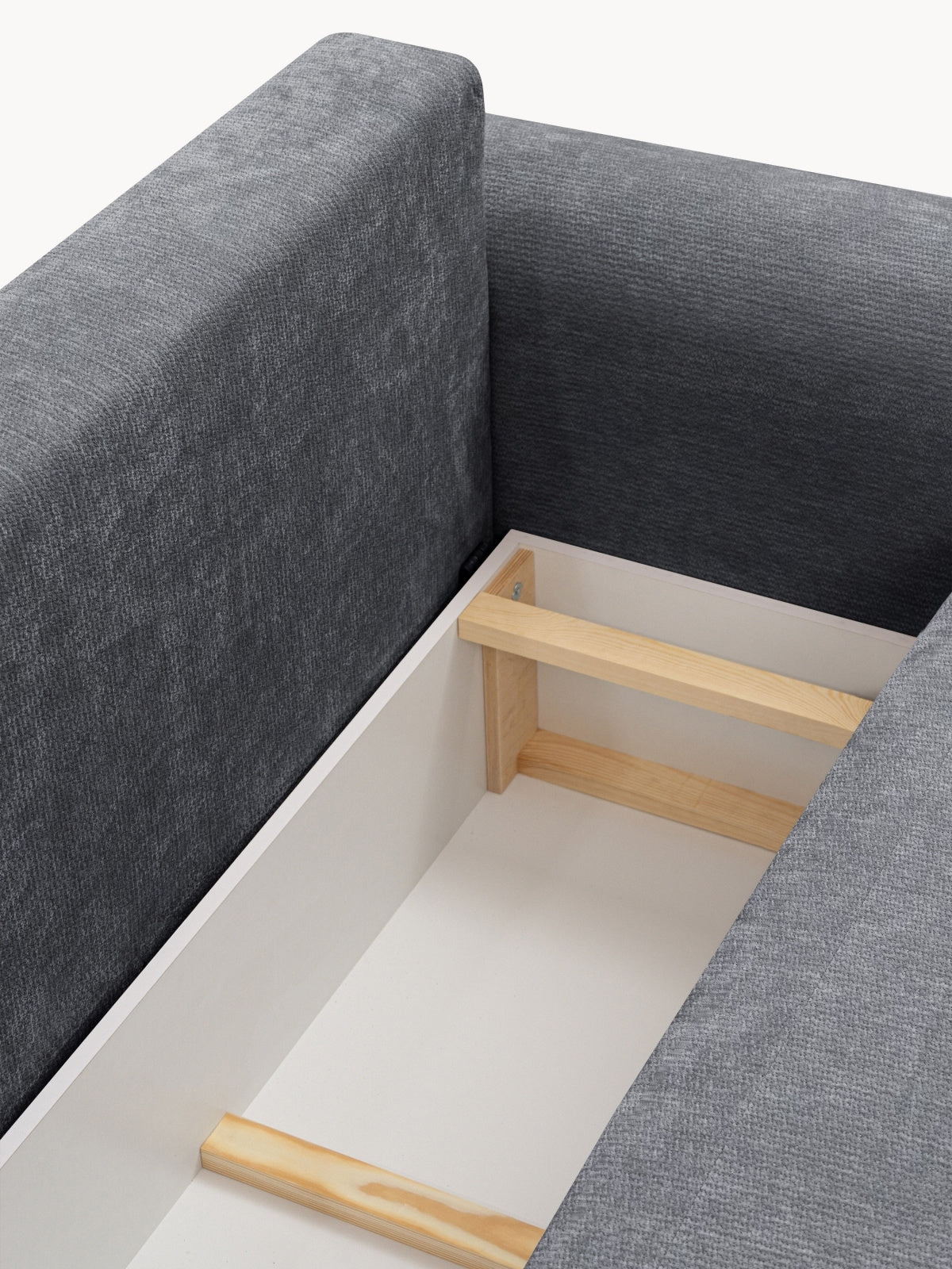 Rohová sedačka Lotulis Mini levá, šedý szenil Vibe 95, detail úložného prostoru