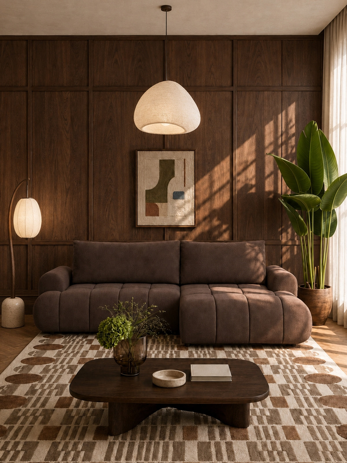 Rohová sedačka Lutario Mini pravá strana, hnědý szenil Vibe 26, moderní design