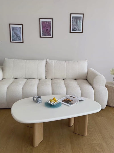 Kanapa Mavelia z funkcją spania - beżowa plecionka Kiara 852