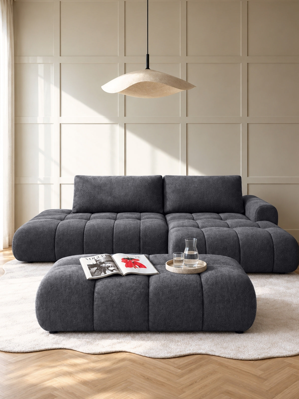 Taburet čalouněná Lutario - šedá šenil Vibe 95