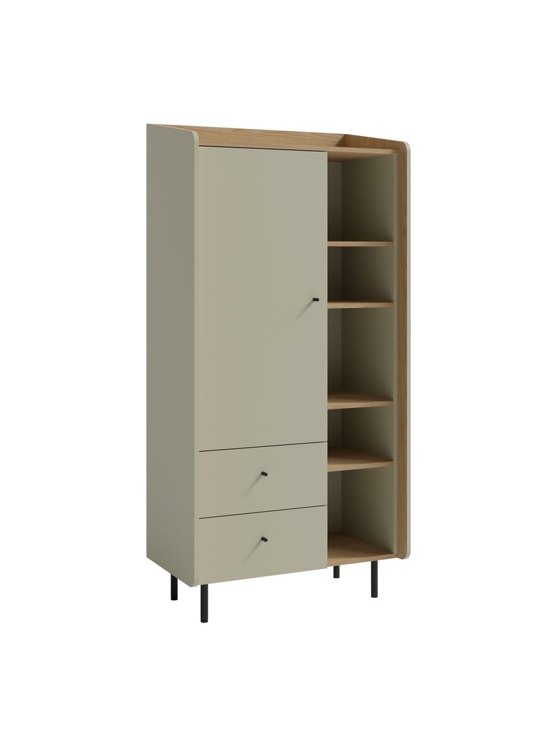 Regál Fiorenza 80 cm, barva eukalyptus a dub baltic dune, s jedněmi dveřmi a dvěma zásuvkami