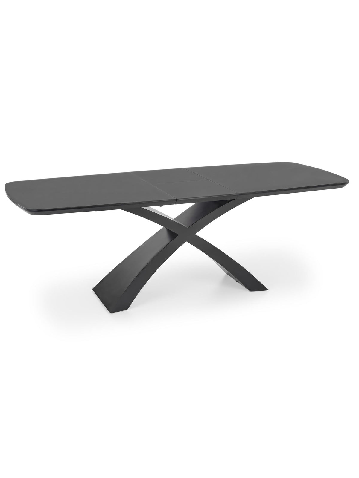 Rozkládací stůl Virello 180-220x89 cm tmavě šedý s černými nohami, boční pohled