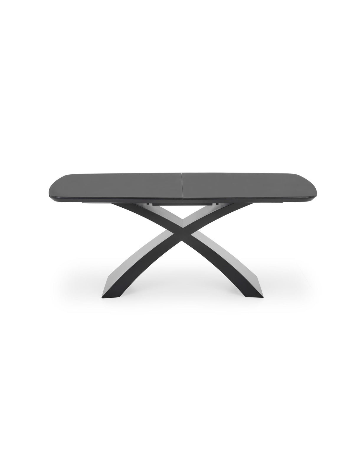 Rozkládací stůl Virello 180-220x89 cm tmavě šedý s černýma nohama, boční pohled