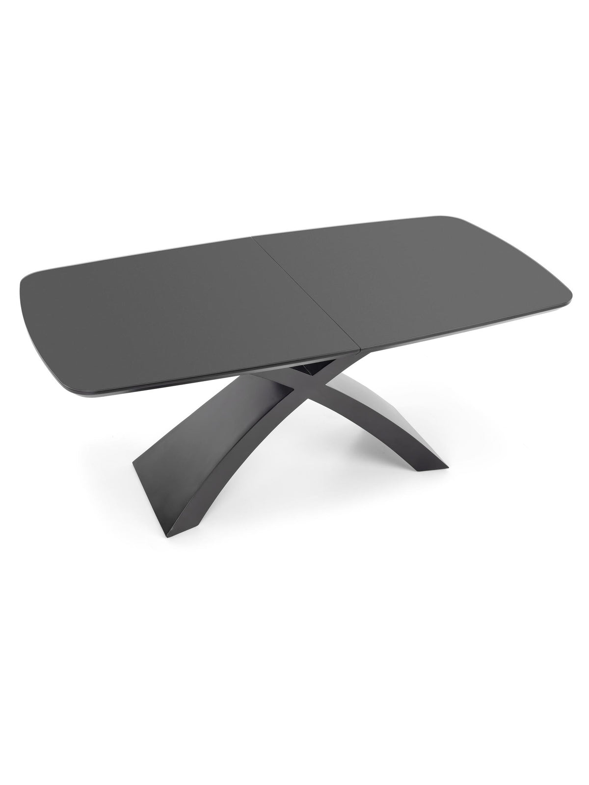 Rozkládací stůl Virello 180-220x89 cm tmavě šedý s černou základnou, pohled zhora