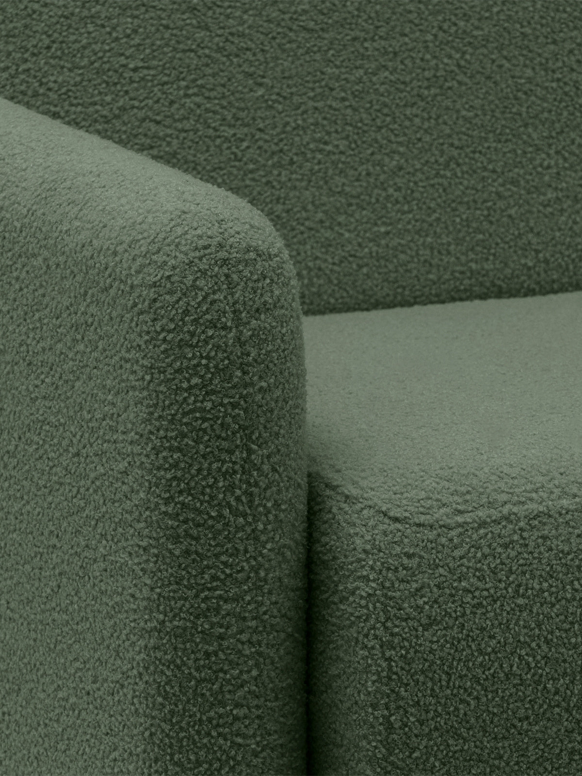 Rozkládací pohovka Nido 120 cm zelená boucle detail rohu