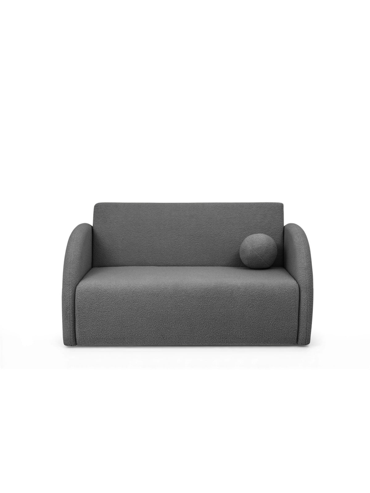 Sofa rozkładana Nubi dwuosobowa 120 cm szara boucle z poduszką