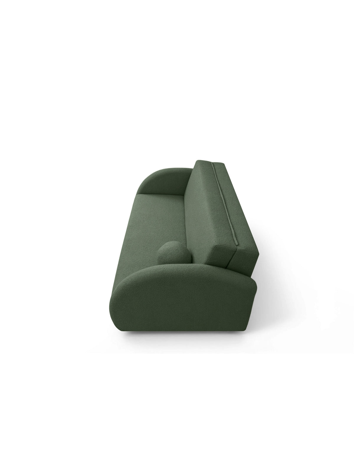 Sofa rozkładana Nubi trzyosobowa zielona boucle widok z boku