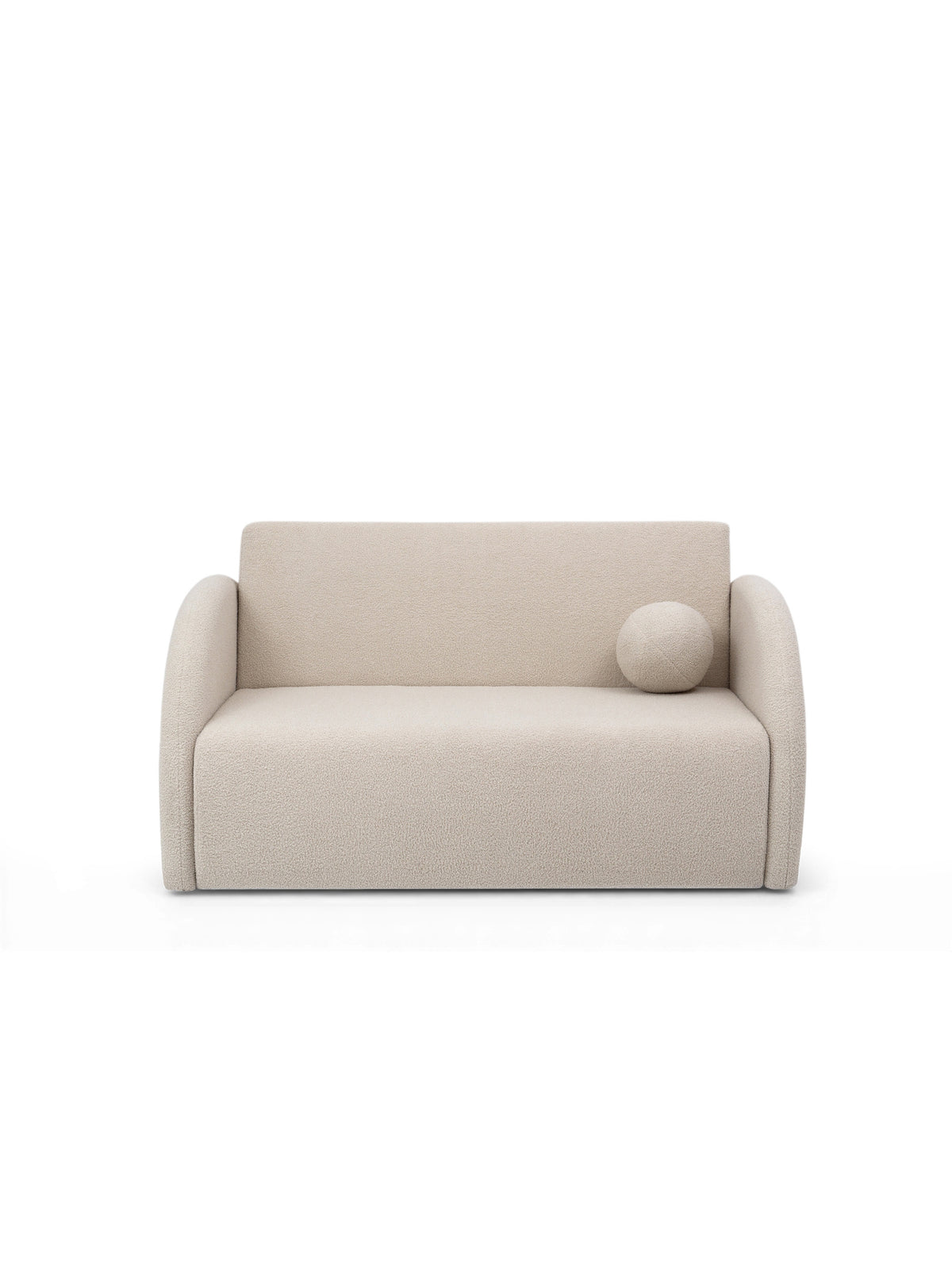 Sofa rozkładana Nubi trzyosobowa 140 cm beżowa z poduszką, widok z przodu