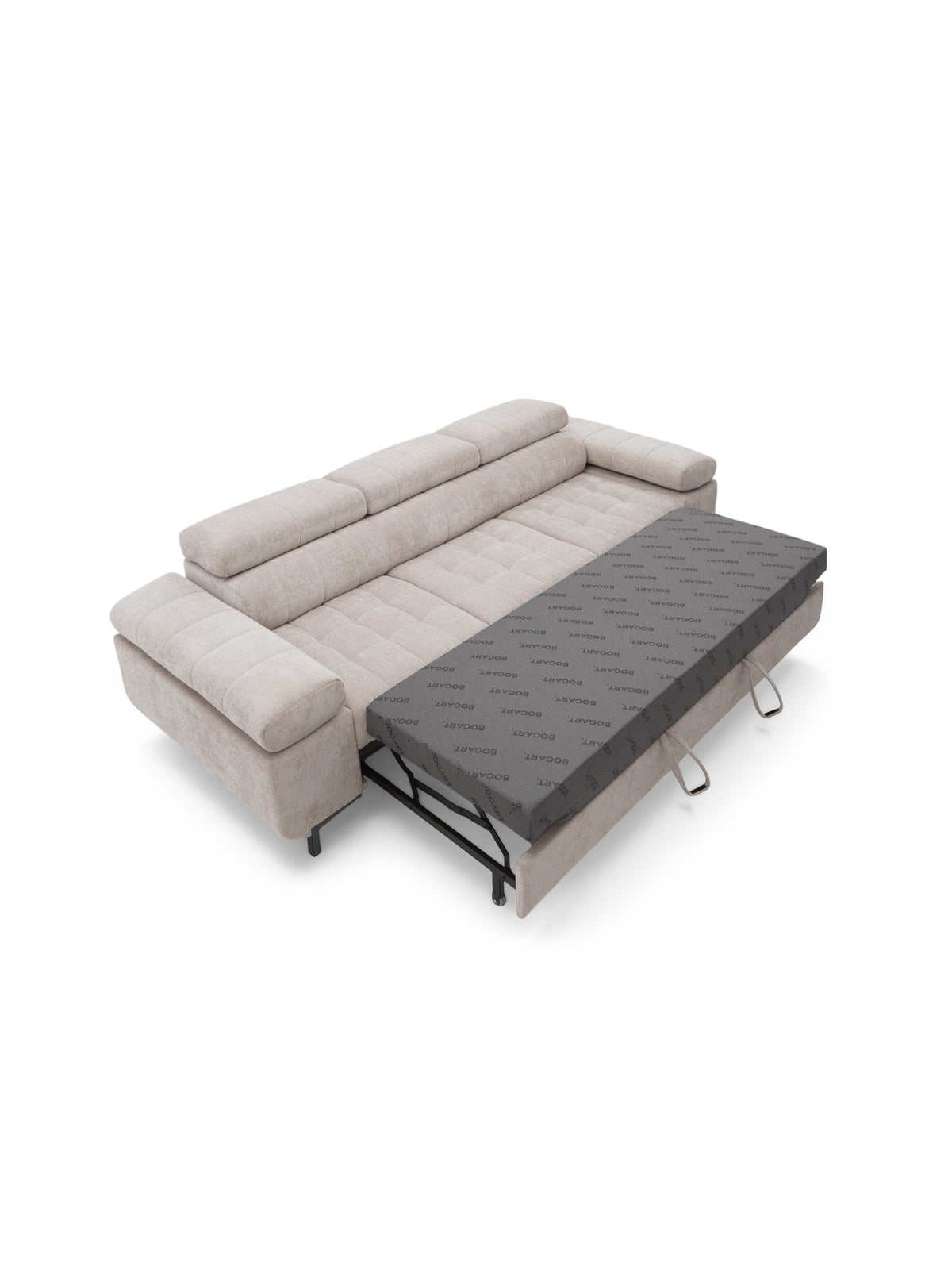 Sofa trzyosobowa Tyrion beżowy szenil Vibe 08 z funkcją spania rozłożona