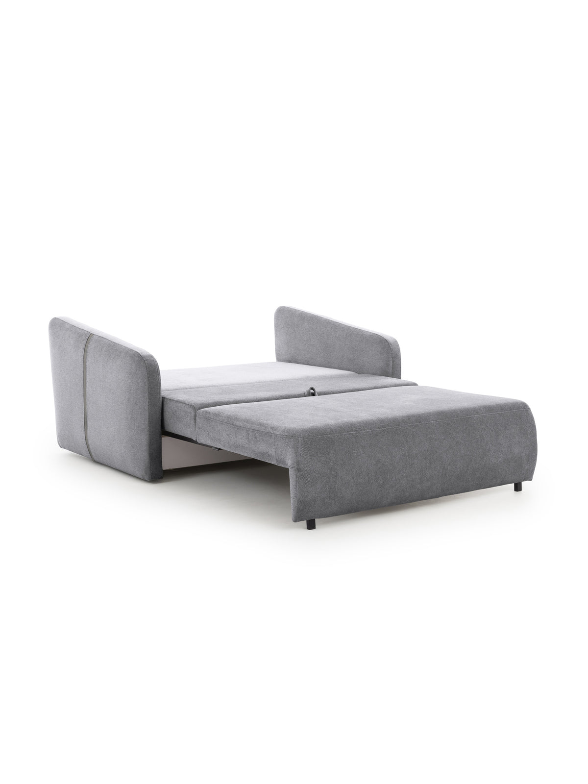 Sofa Zeldia 105 z funkcją spania w szarym szenilu hydrofobowym w rozłożonym układzie