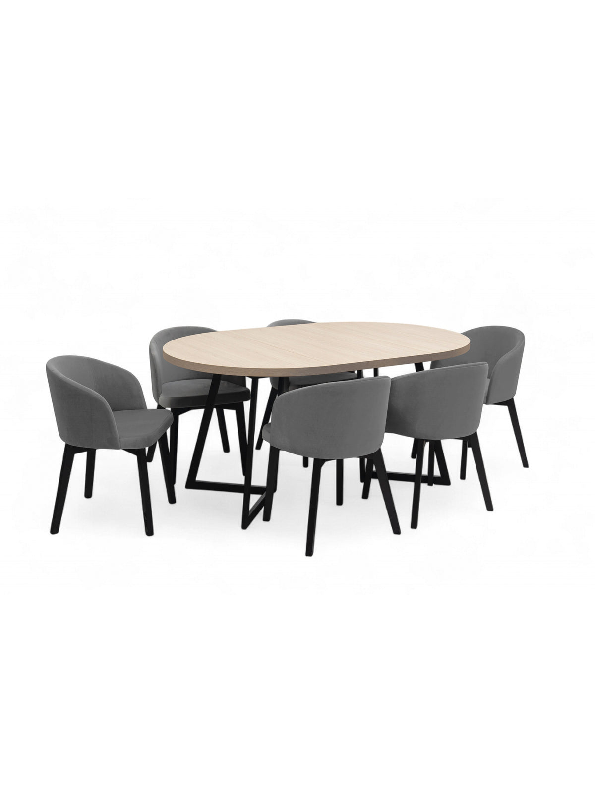 Kulatý rozkládací stůl Cedrus 105/160 cm s černým rámem a dubovým laminátem