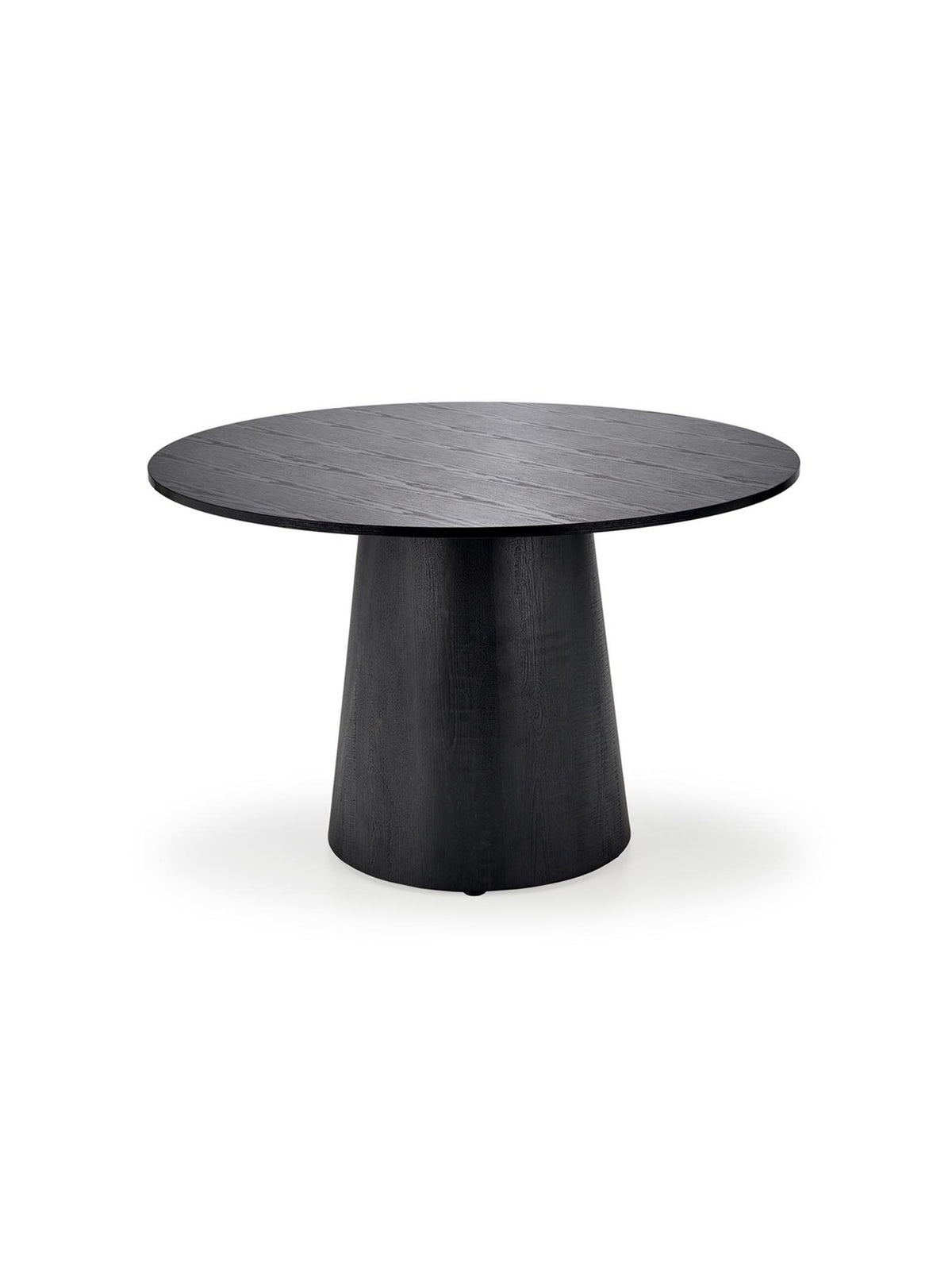 Černý kulatý stůl Ventoza 120 cm s masivním podstavcem zepředu