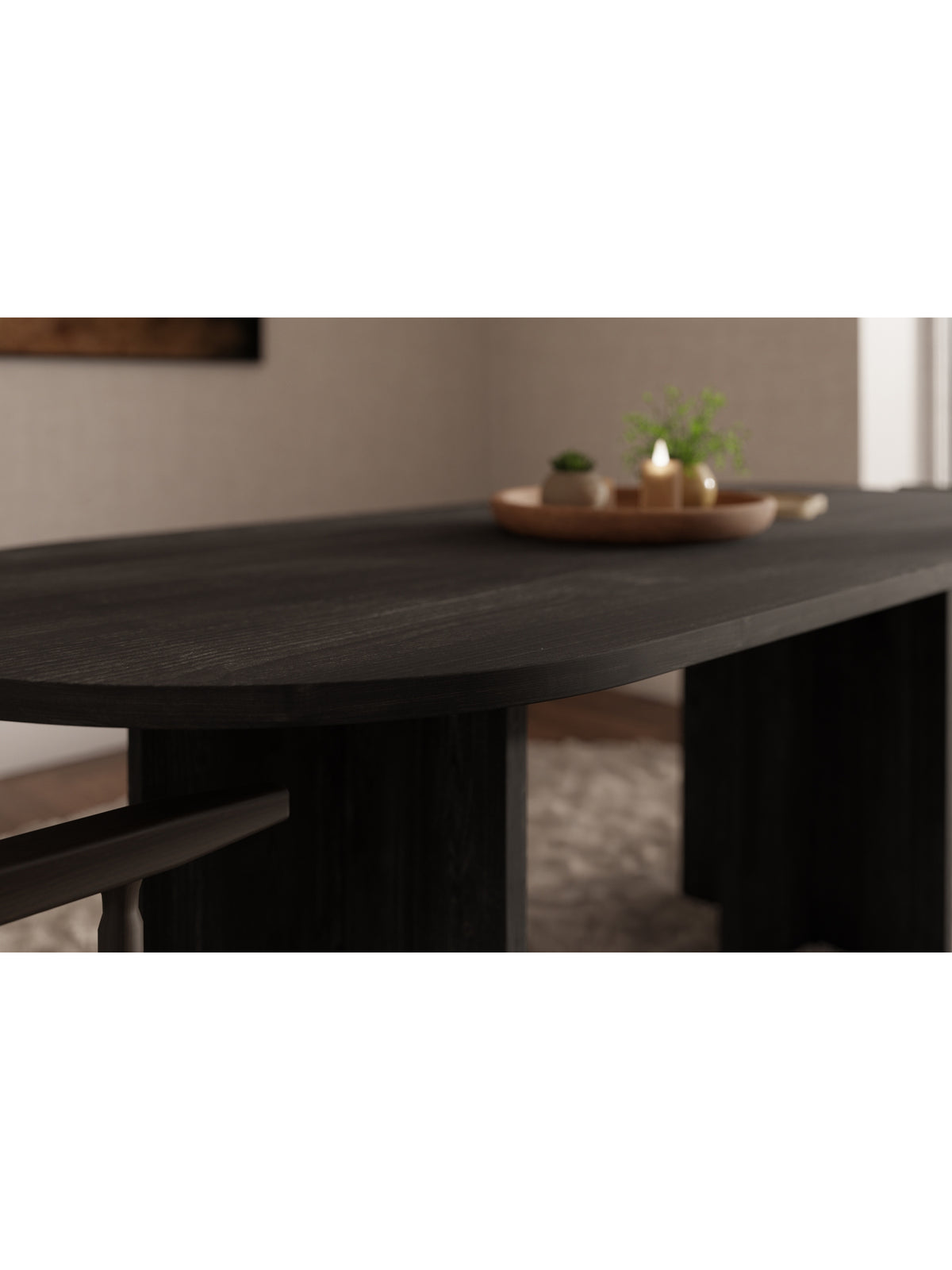 Oválný stůl Aurelium černý s deskou jesion portland, 204x90 cm, moderní styl