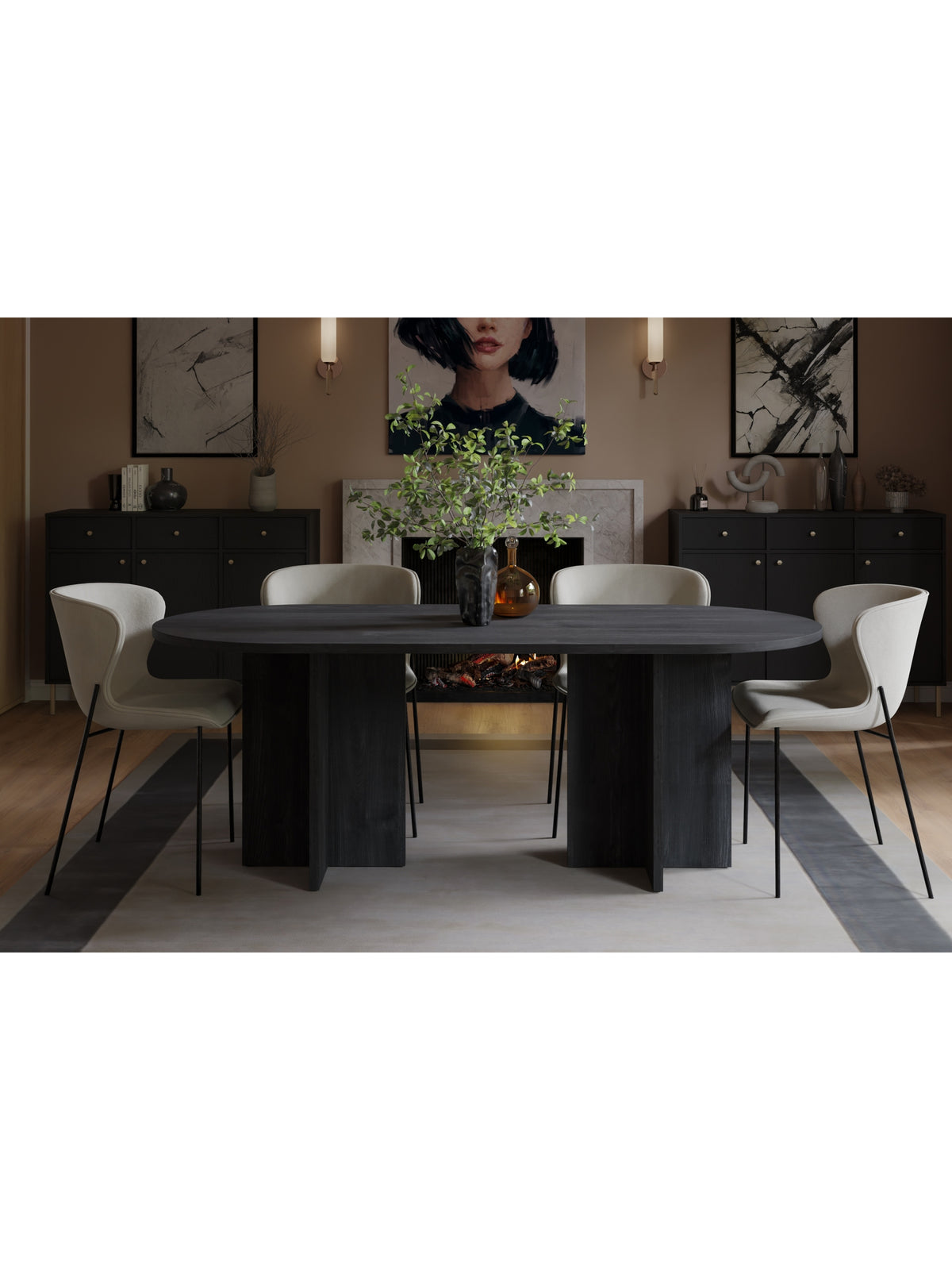 Černý oválný stůl Aurelium 204x90 cm s moderním designem