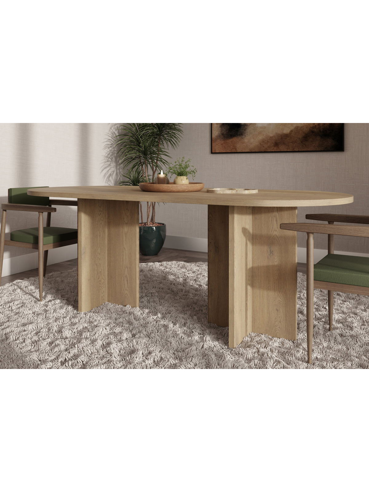 Oválný stůl Aurelium 204x90 cm v barvě dub cremona se dvěma deskovými nohami