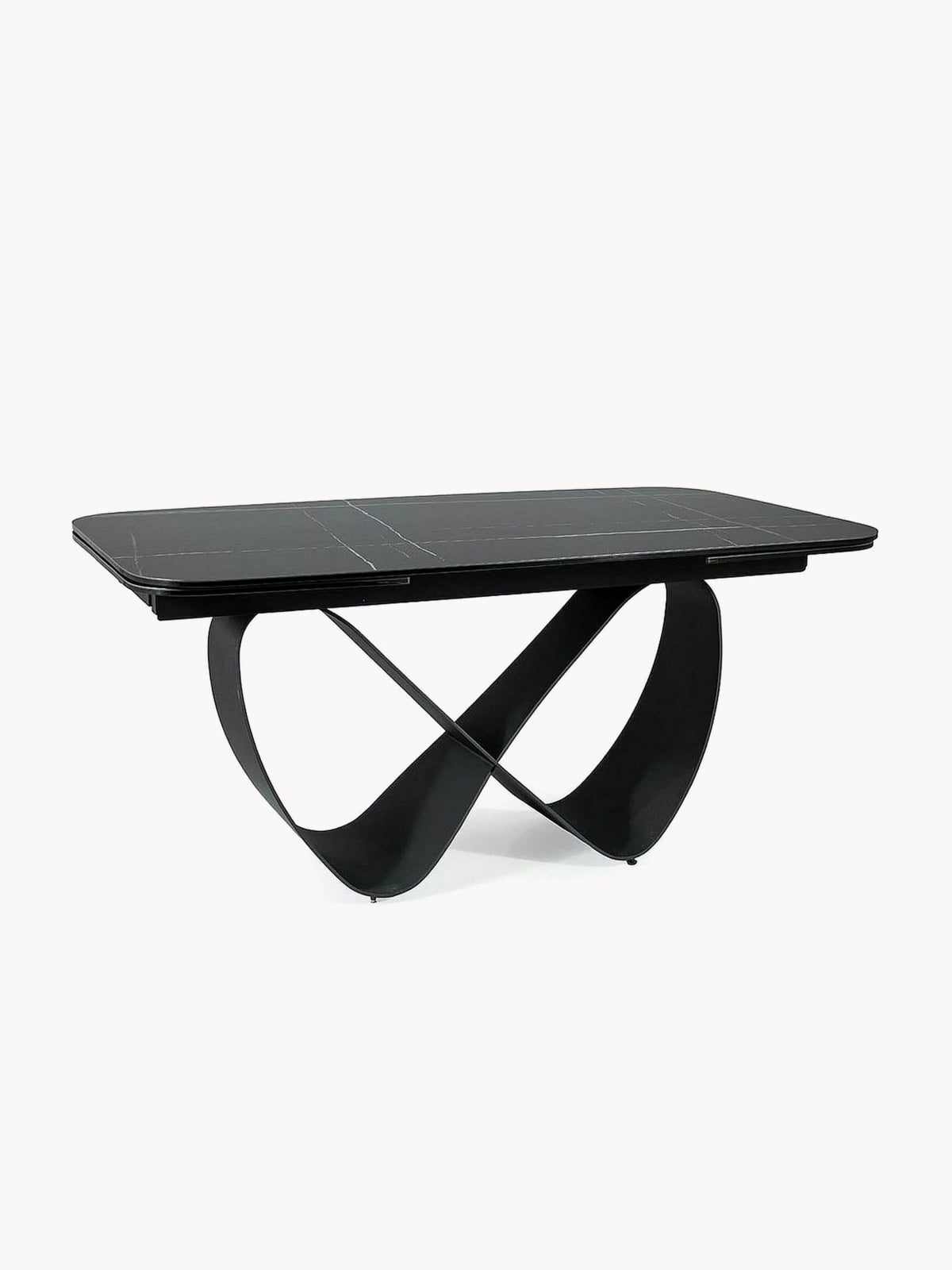 Stůl prostokatny Elunari 160-240x90 cm rozkladany - mramor azario black / černá mat