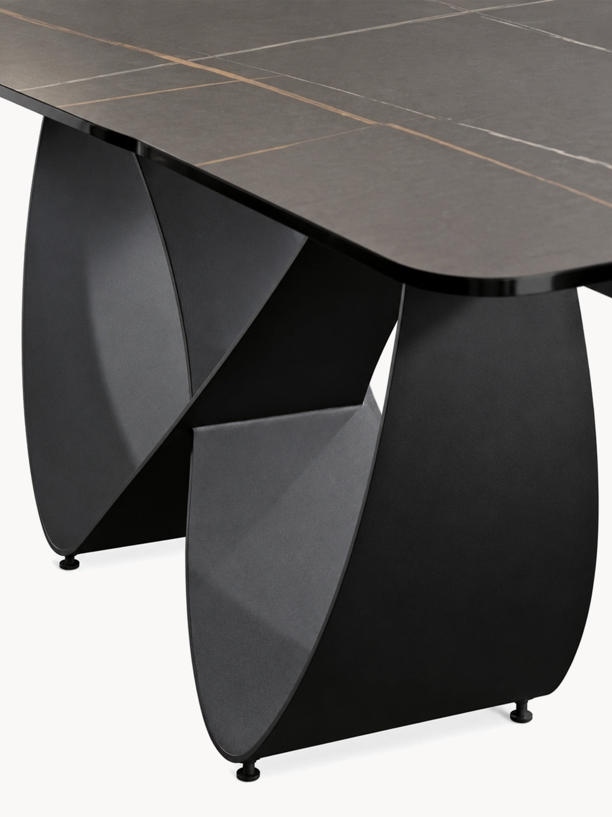Stůl prostokatny Elunari 160-240x90 cm rozkladany - mramor azario black / černá mat