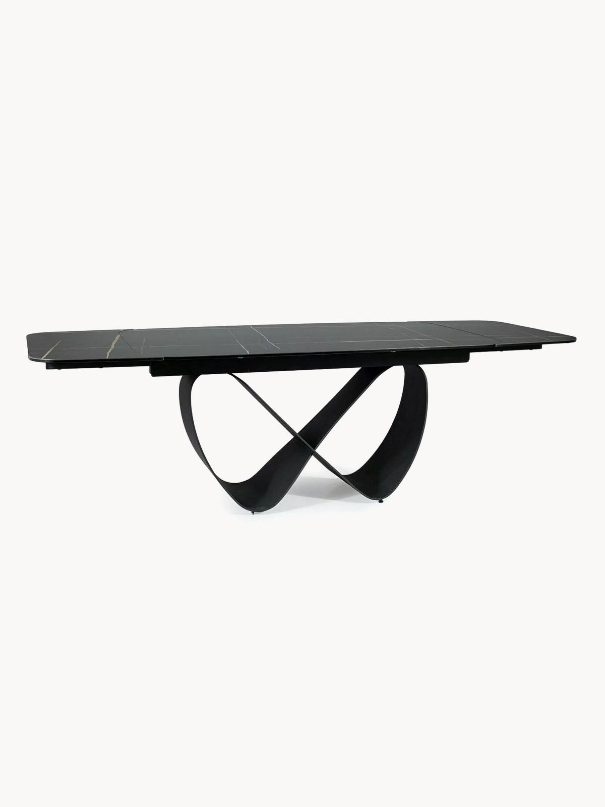 Stůl prostokatny Elunari 160-240x90 cm rozkladany - mramor azario black / černá mat