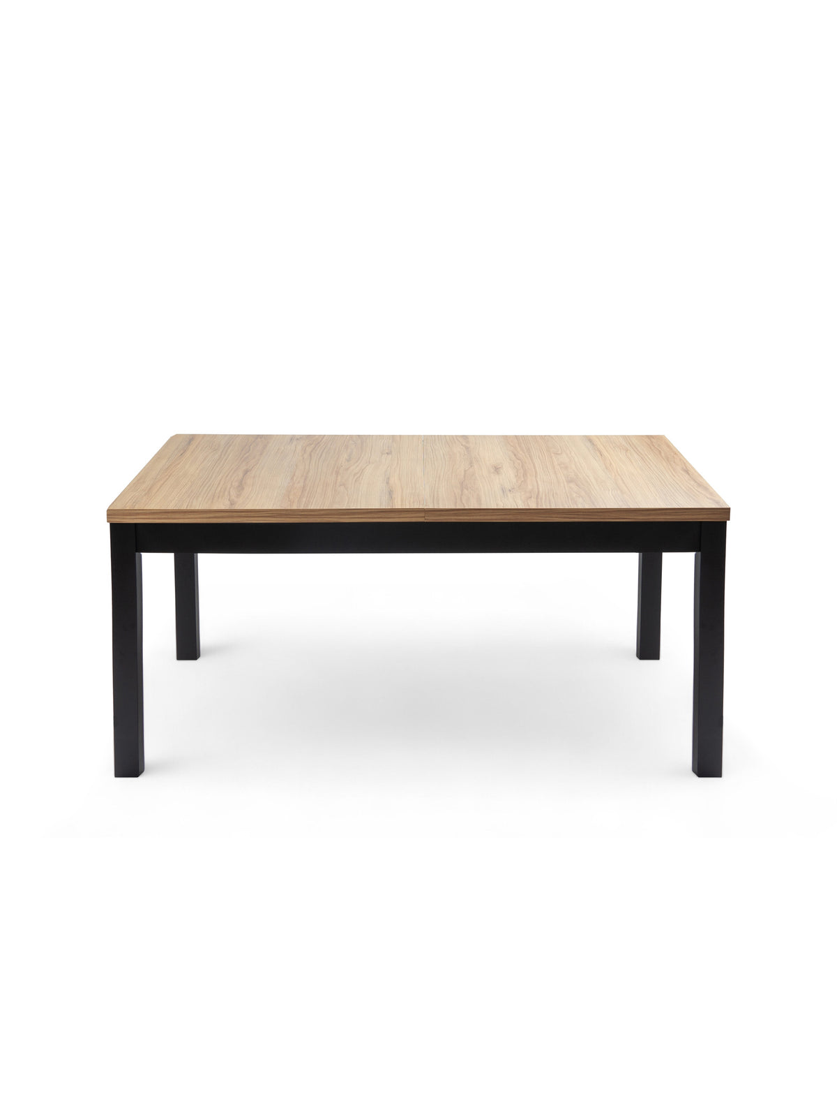 Rozkládací stůl Werona 140-220x80 cm v barvě dub pradawny s černými nohami, pohled zepředu