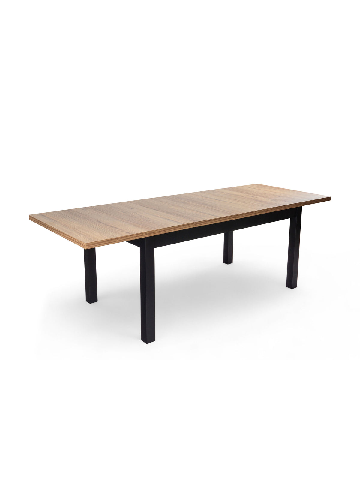 Rozkládací stůl Werona 160-200x90 cm starobylý dub s černými nohami, přední pohled