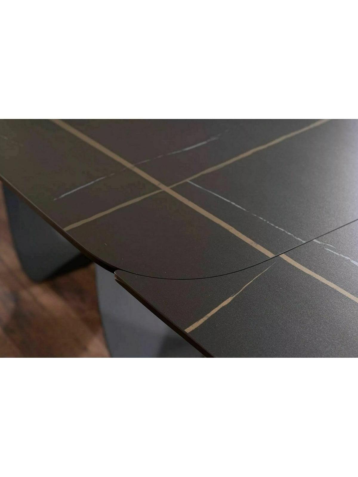 Stůl rozkladany Elunari 160-240x90 cm - mramor azario black / černá mat