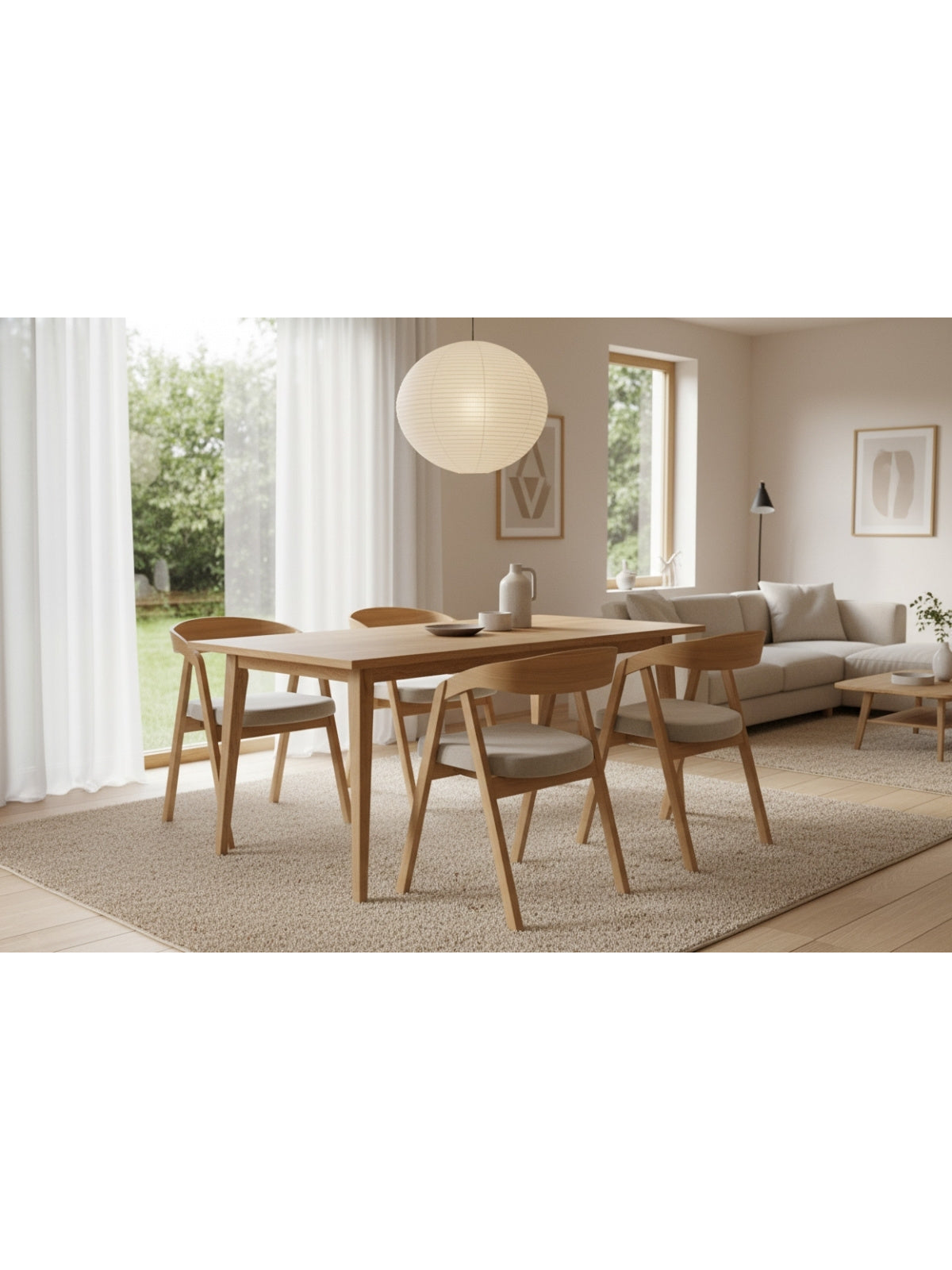 Stół rozkładany Paris 160-200x90 cm kolor dąb craft w jadalni, widok na blat i nogi