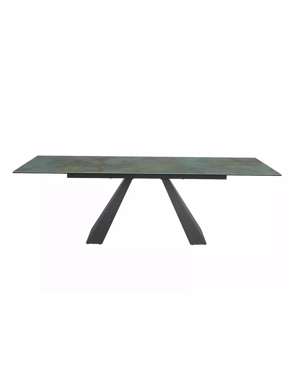 Rozkládací stůl Zanivo 160-240x90 cm s tyrkysovou keramickou deskou a černými kovovými nohami