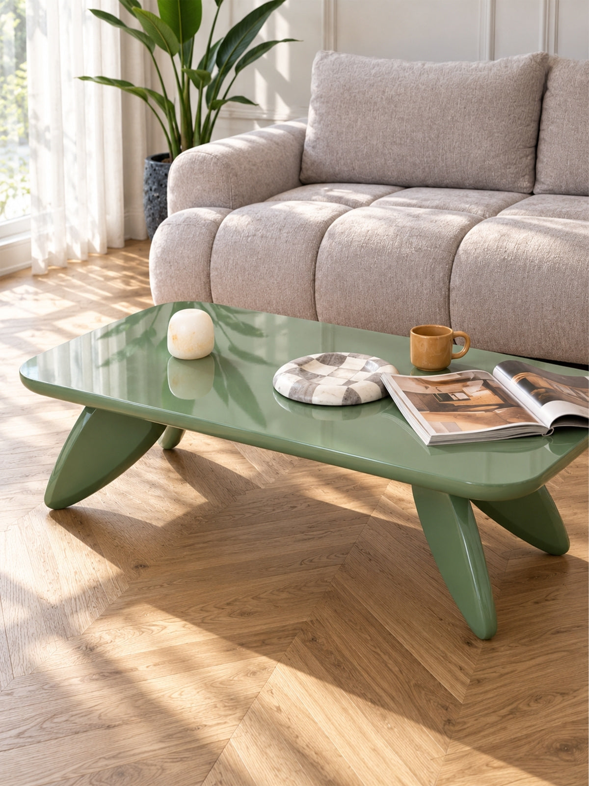 stolek kawowy prostokatny Lumis 120 cm - zelená