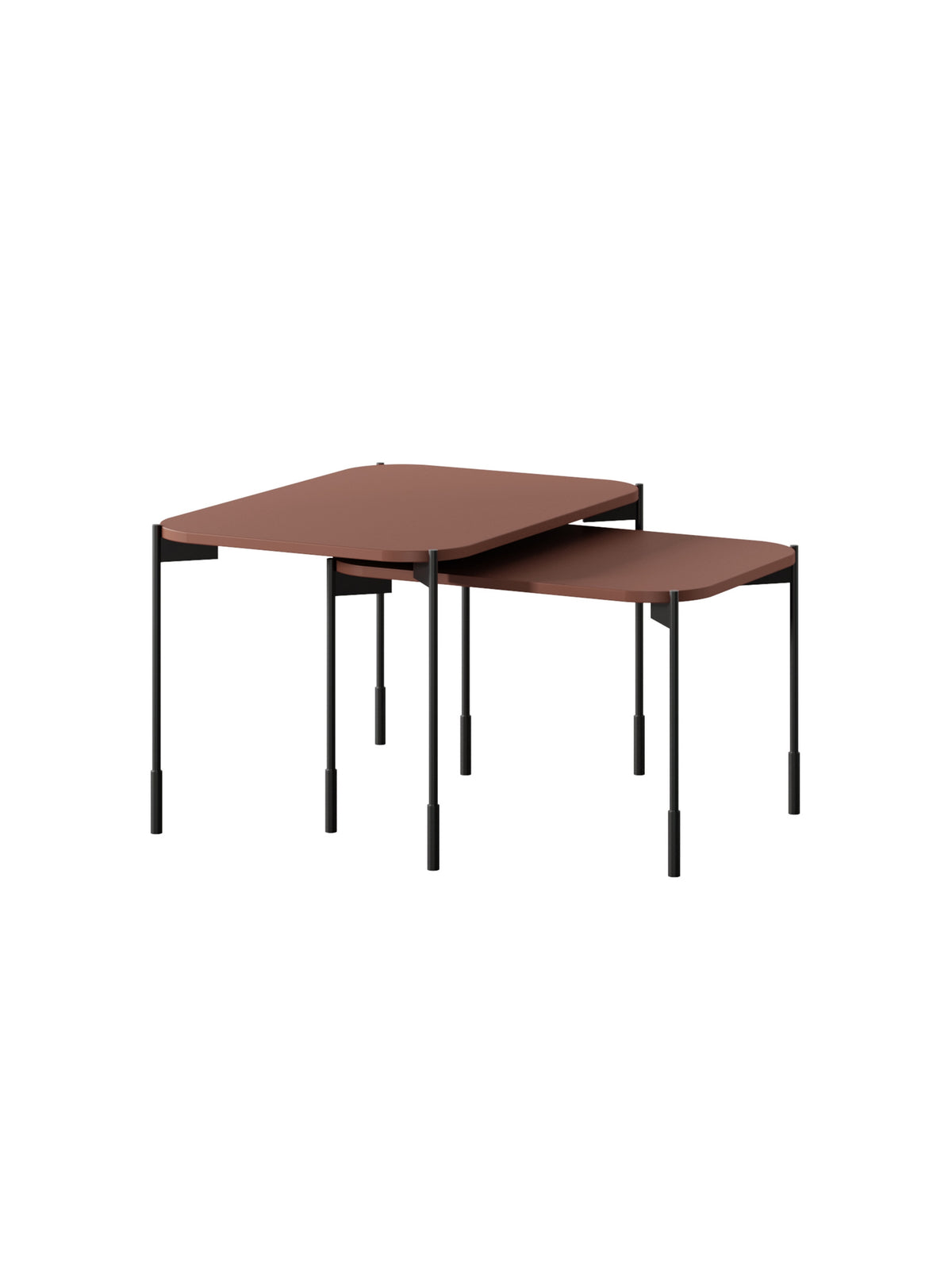 stolek kawowy Sonatia 60 cm prostokatny na kovových nohách - burgund
