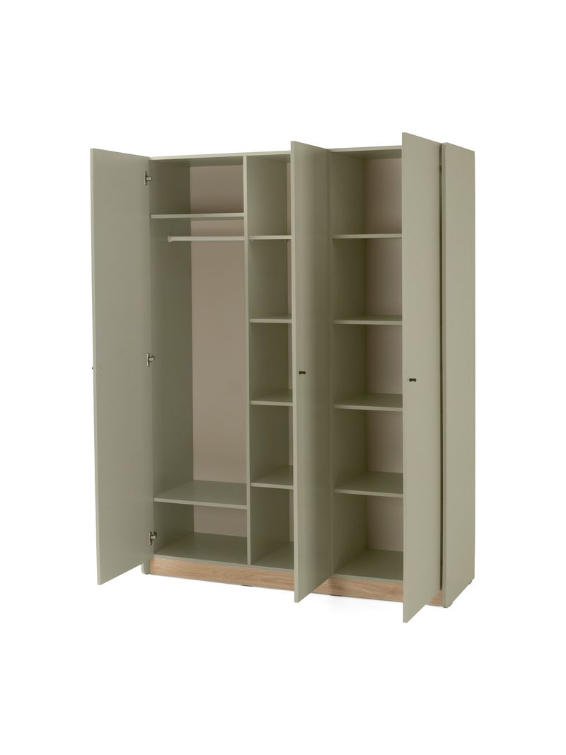 Skříň Fiorenza 145 cm s třemi dveřmi v barvách eukalyptus a dub baltic dune