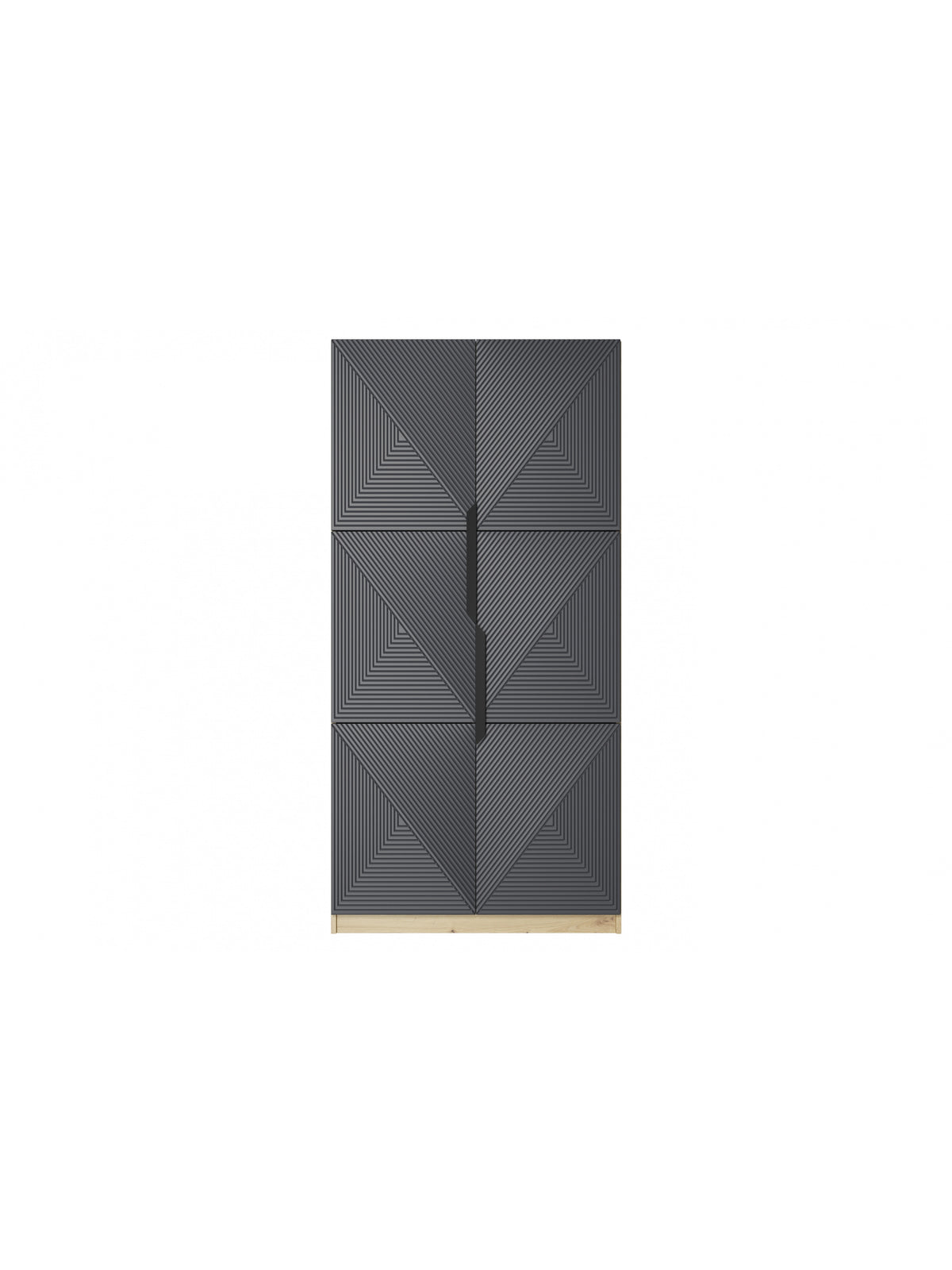 skříň Asha 100 cm s frézovanou přední částí i metalowymi uchwytami- artisan / rivier stone mat / černá Úchytky