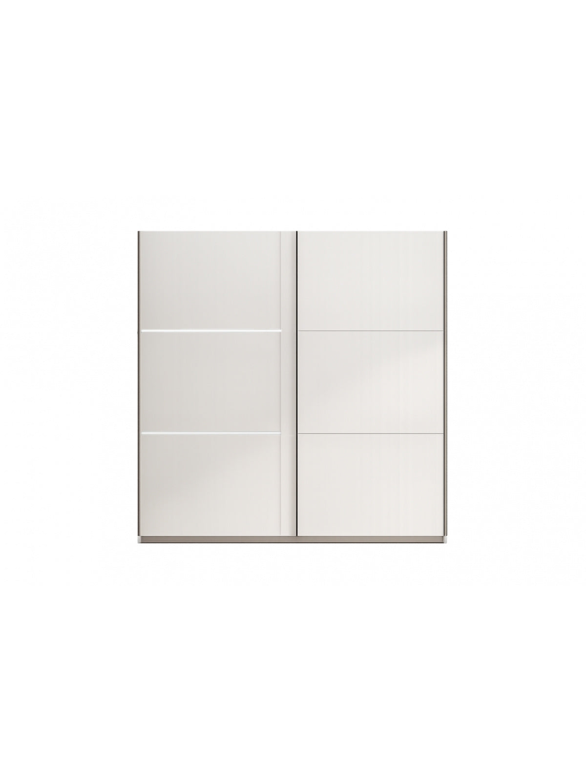 Posuvná skříň Tanis 200 cm v barvě kašmíru s LED osvětlením, lesklý přední panel