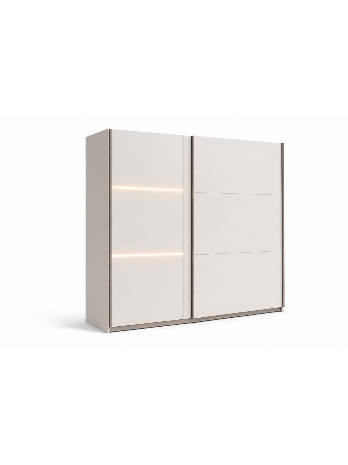 Posuvná skříň Tanis 250 cm kasmírová barva s LED osvětlením, celkový pohled
