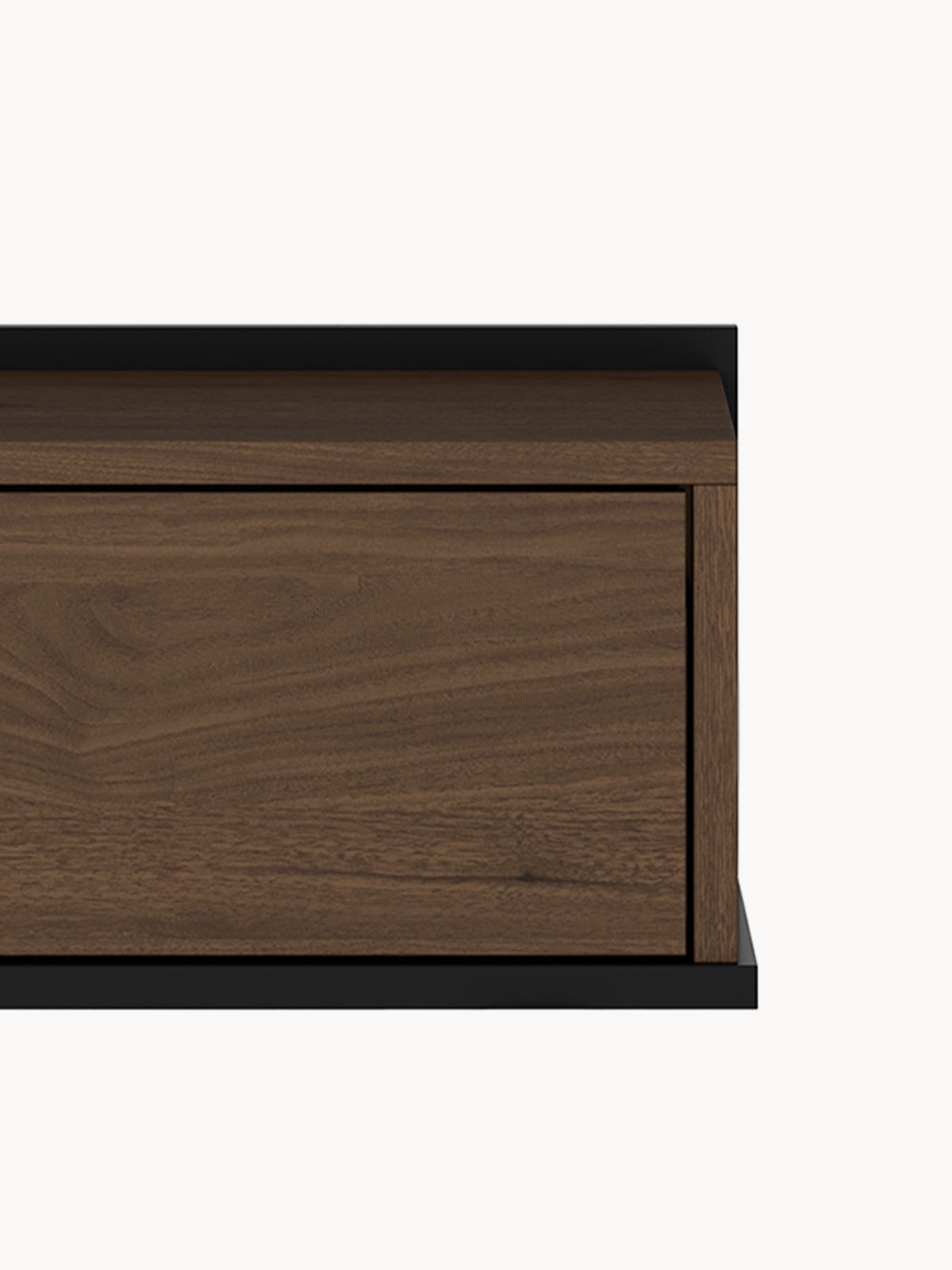 Závěsný noční stolek Zenar 50 cm s šuplíkem v barvě ořech elegant a černý rám