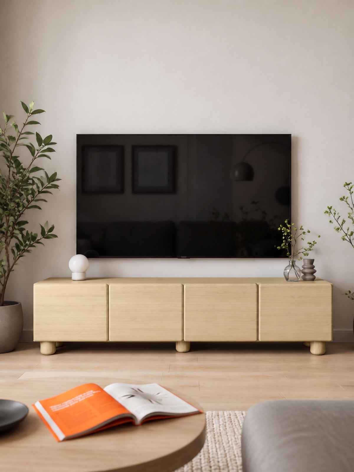 TV stolek Arlo 200 cm se čtyřmi dveřmi v barvě dub vicenza s matným povrchem