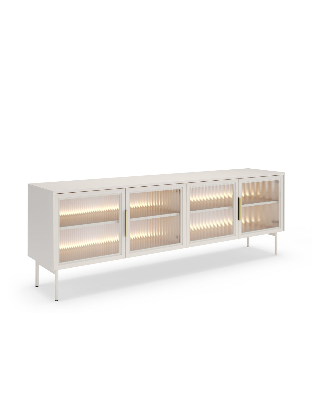 TV stolek Auri 181 cm cashmere s LED osvětlením a kovovými nožkami
