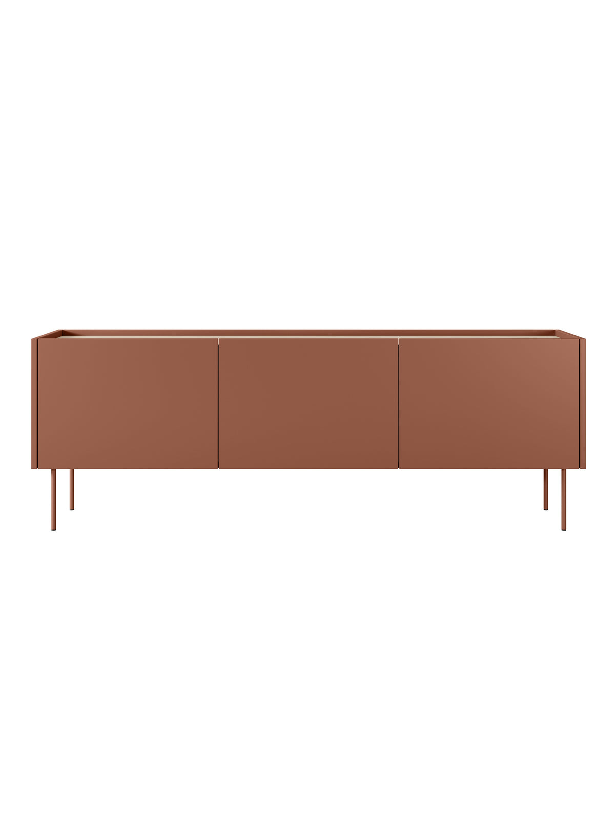 RTV skříňka Desin 170 cm v bordó ceramic red mat s dubovou deskou, kovové nohy