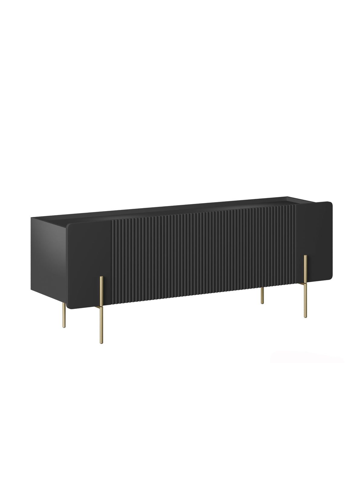 skříňka RTV Malmi 150 cm - černá mat / zlote nozki