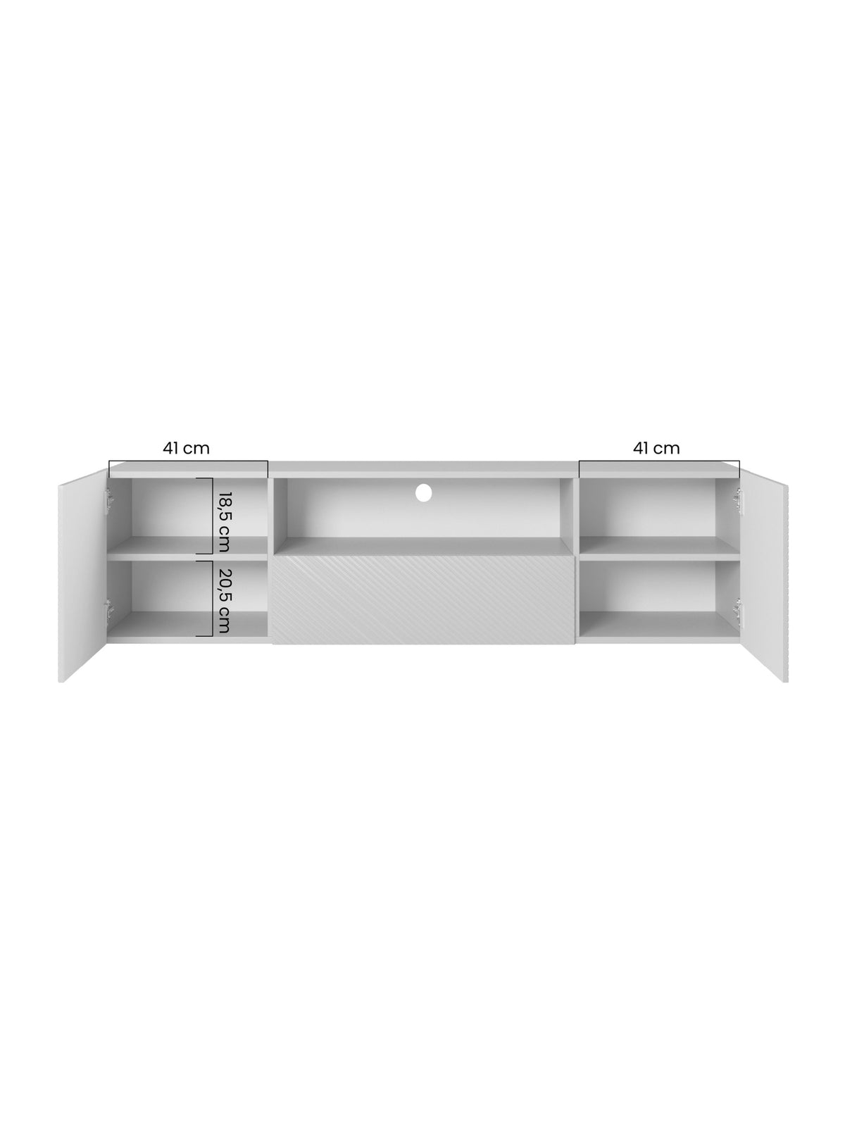 skříňka RTV závěsná z szuflada Asha 167 cm - artisan / rivier stone mat