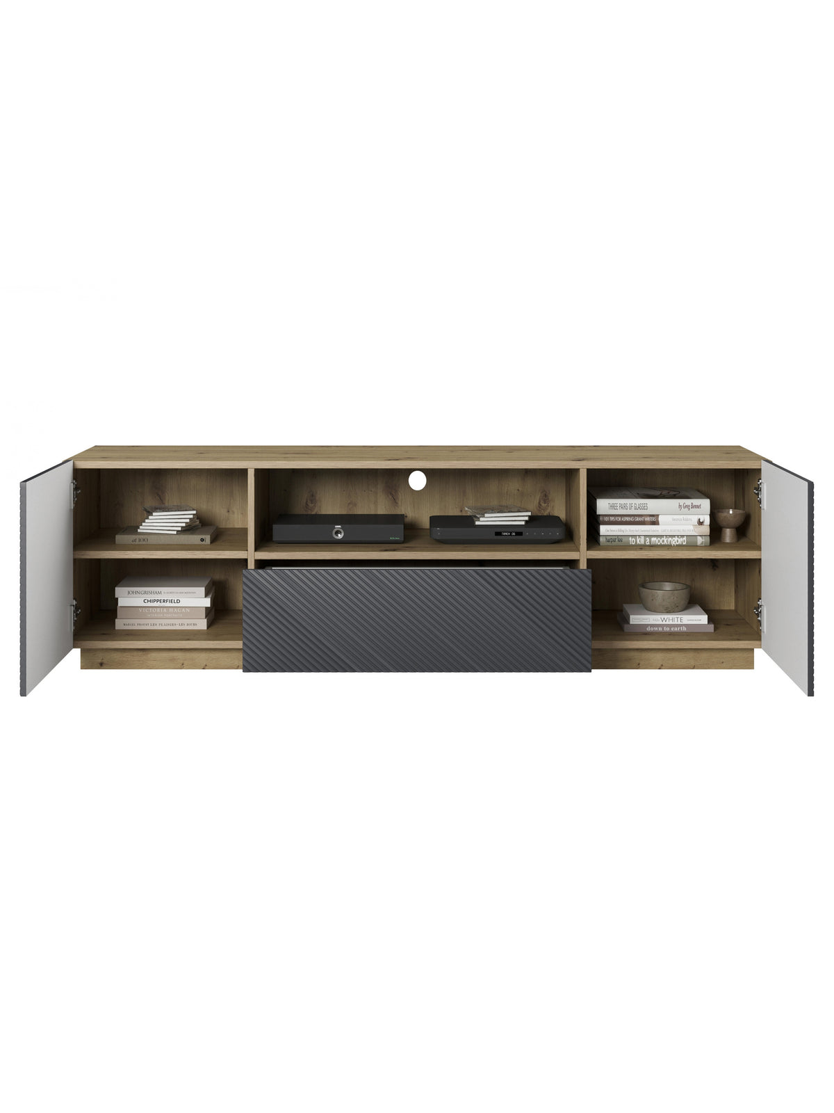skříňka RTV z szuflada Asha 167 cm - artisan / rivier stone mat