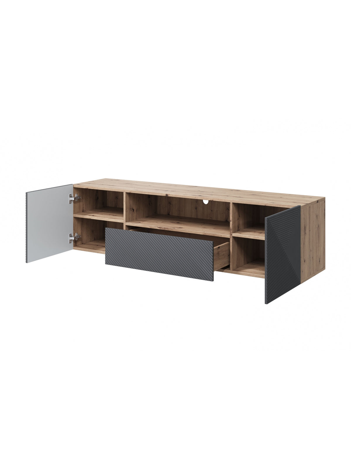 skříňka RTV z szuflada Asha 167 cm - artisan / rivier stone mat