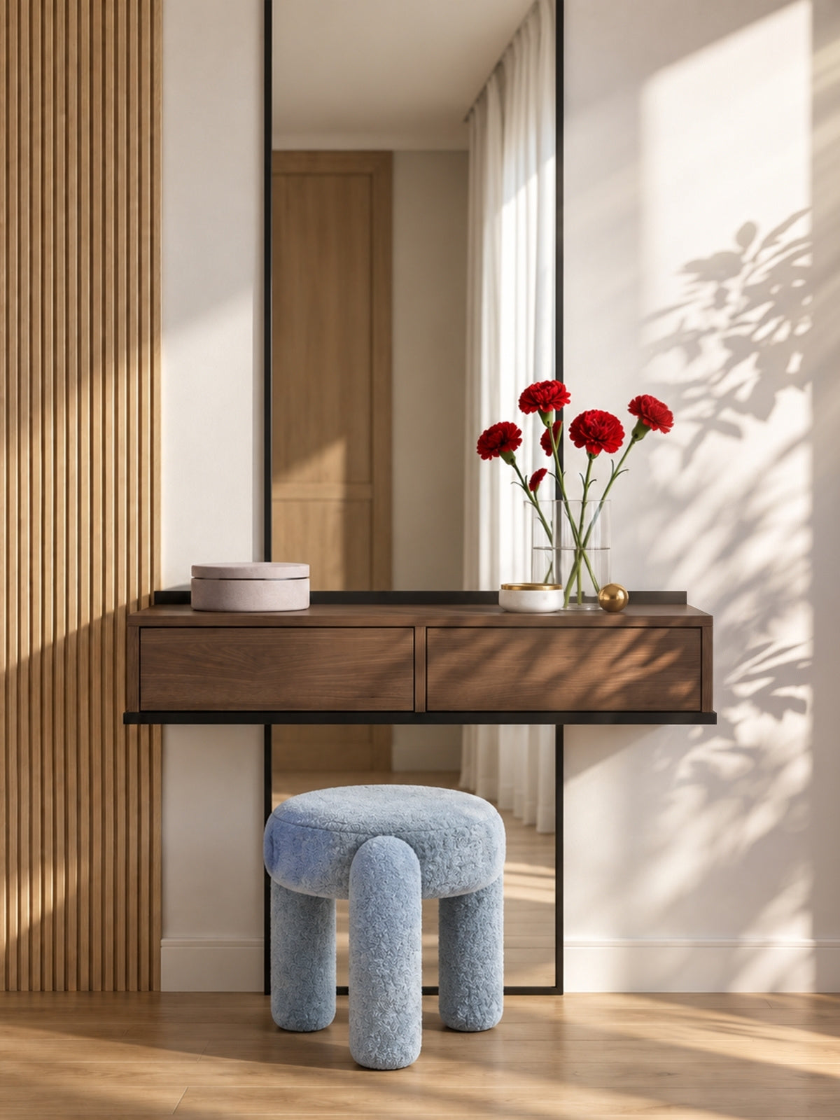Toaletní stolek závěsná Zenar 100 cm se zásuvkami - ořech elegant / černá