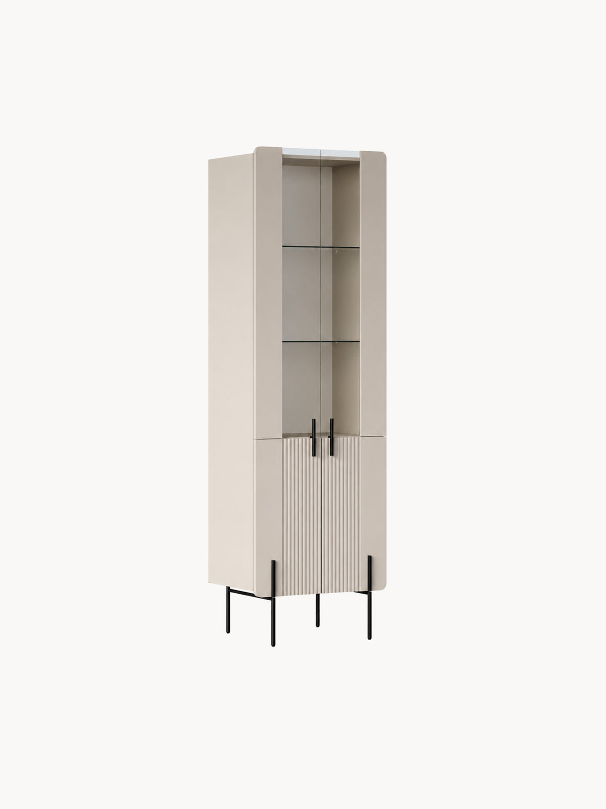 Vitrína Malmi 60 cm čtyřdveřová - kašmír / černá nozki